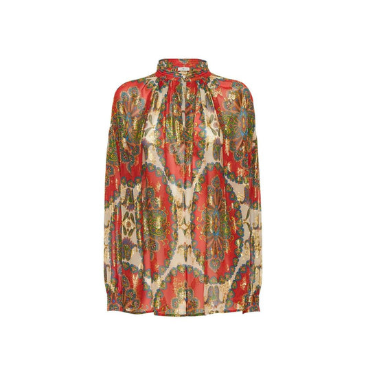 Orange Silk Pattern Shirt