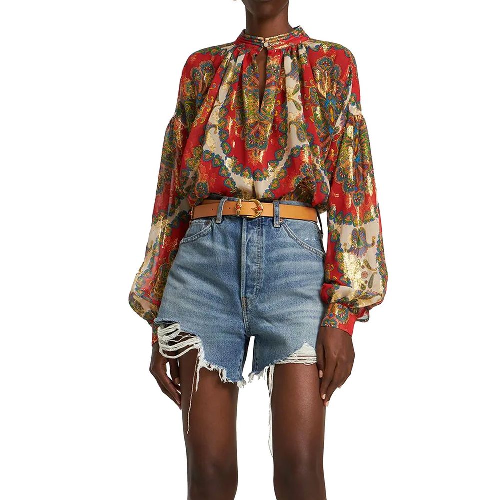 Orange Silk Pattern Shirt