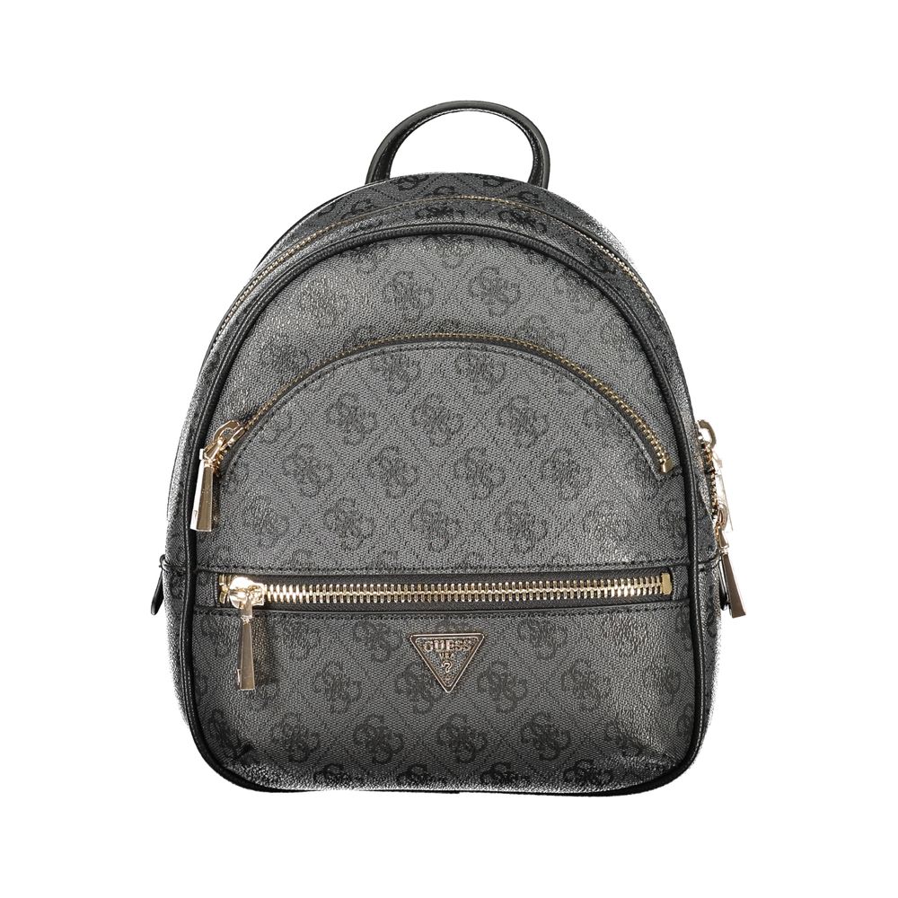 Black Polyurethane Women Backpack