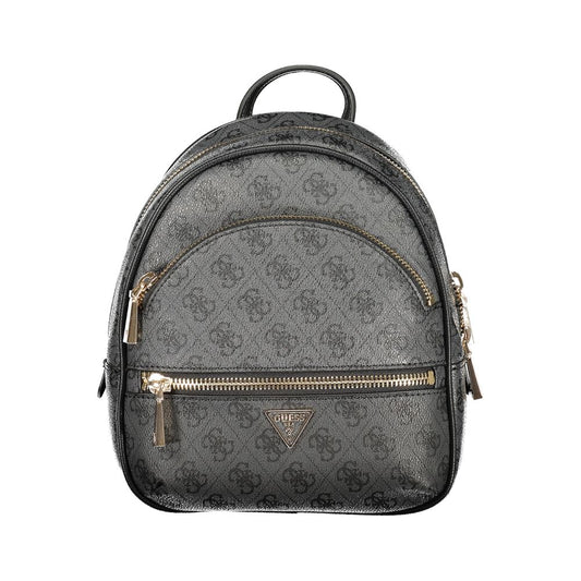 Black Polyurethane Women Backpack