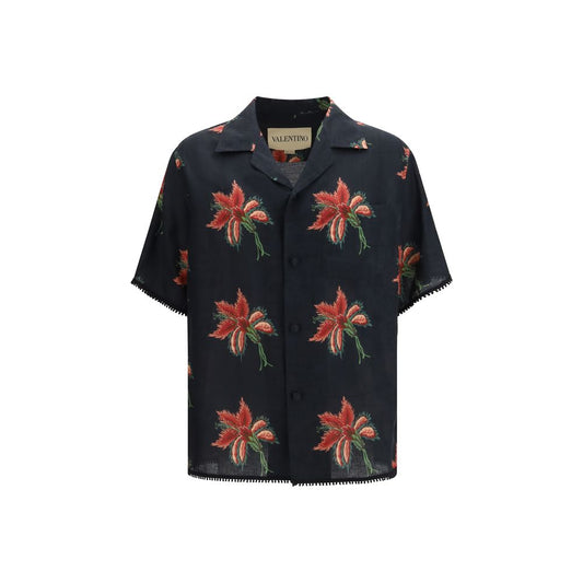 Black Linen Pattern Shirt