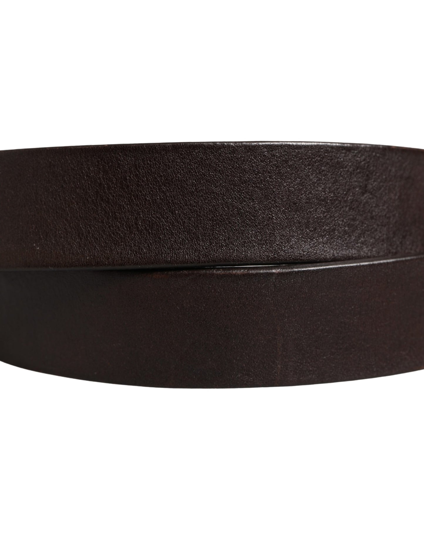 Men Brown Calf Leather Logo Metal Buckle Belt