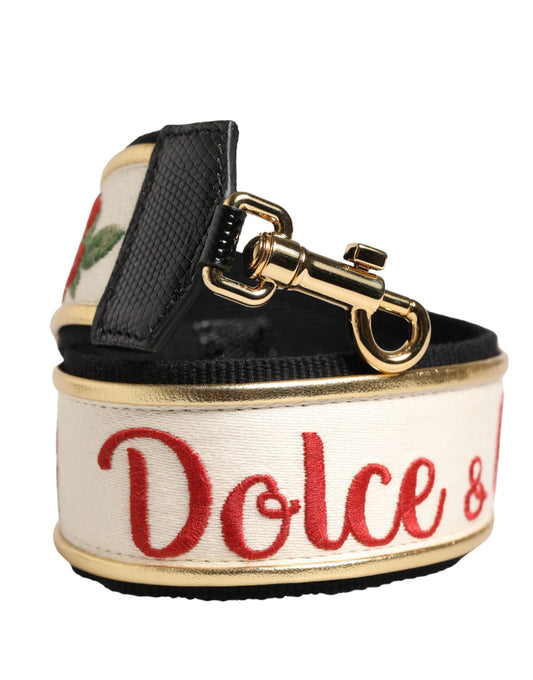 White Gold Logo Print Brass Bag Accessory Shoulder Strap