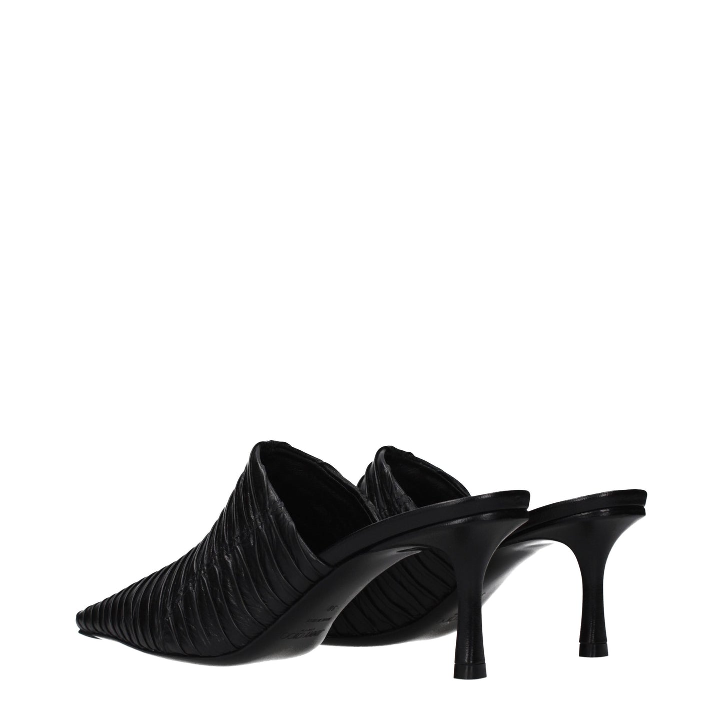 Black Leather Mid Heel Pumps