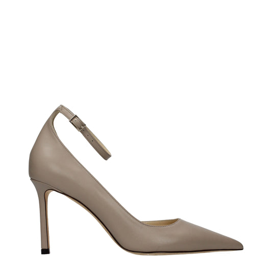 Gray Leather Pumps