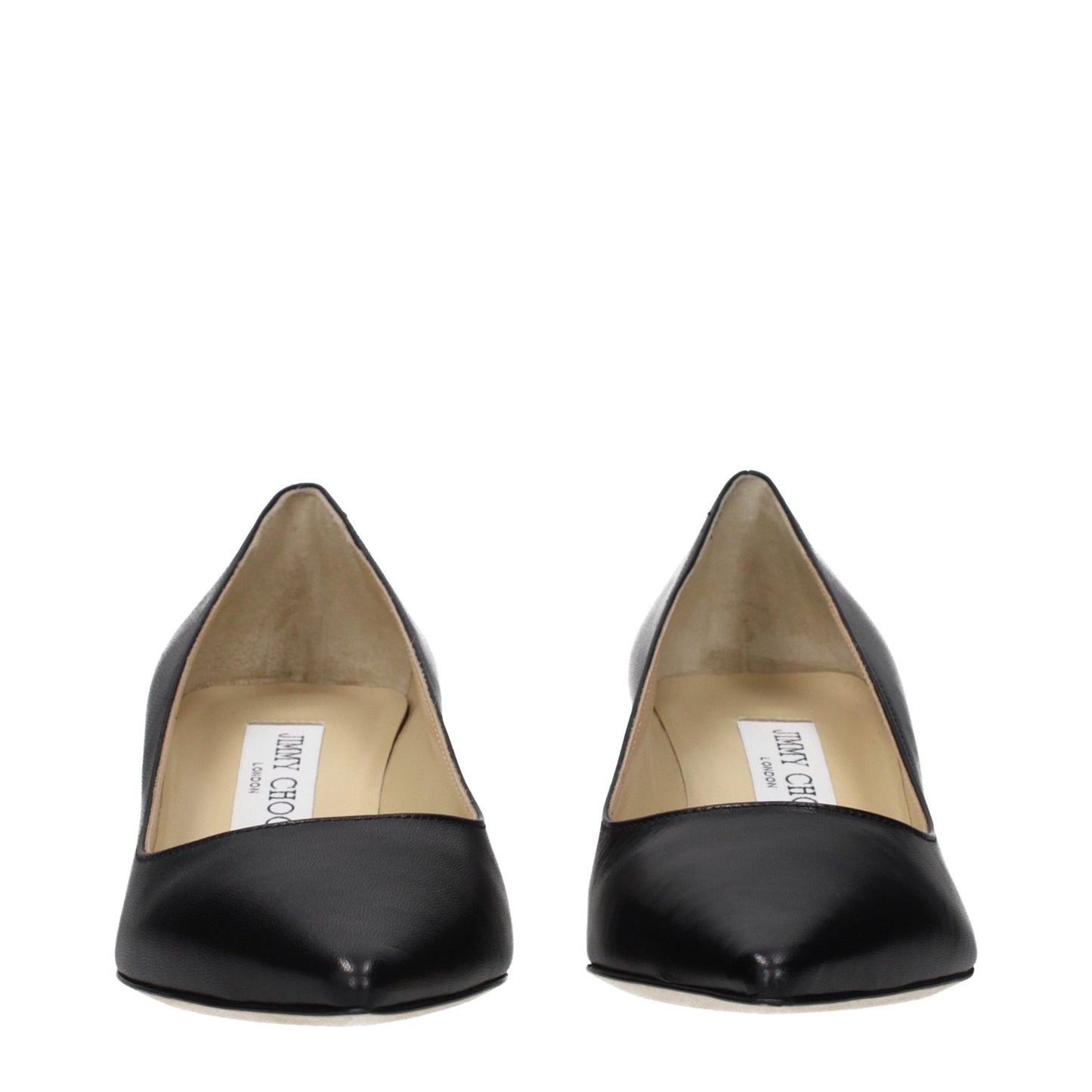 Black Leather Mid Heel Pumps
