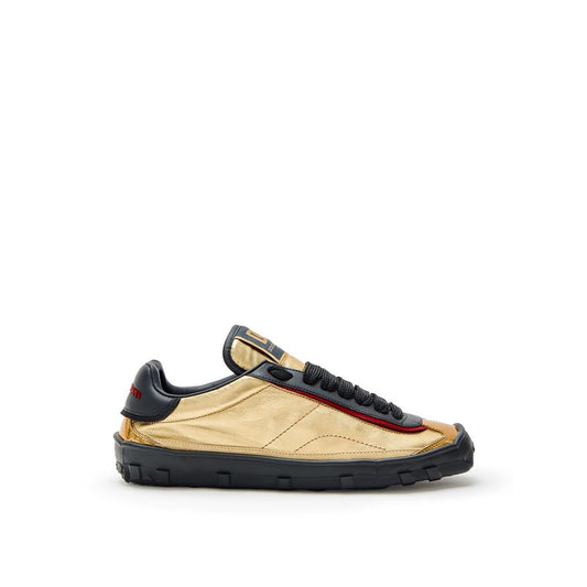 Gold Leather Low Top Sneakers