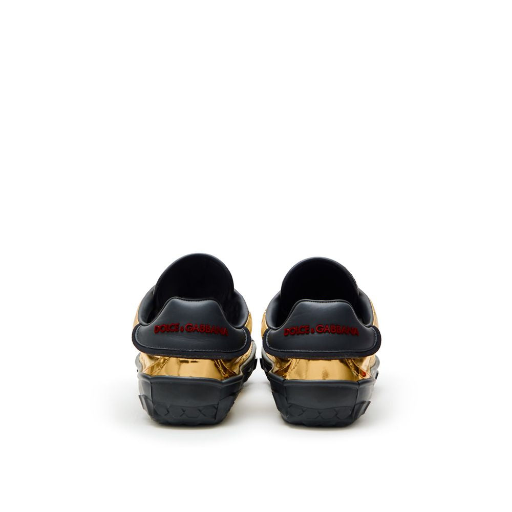 Gold Leather Low Top Sneakers
