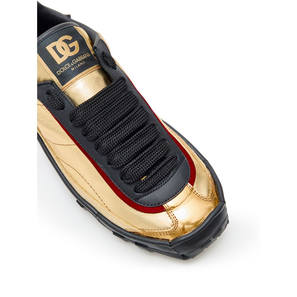 Gold Leather Low Top Sneakers
