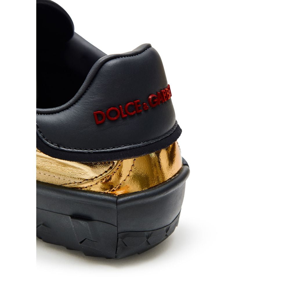 Gold Leather Low Top Sneakers