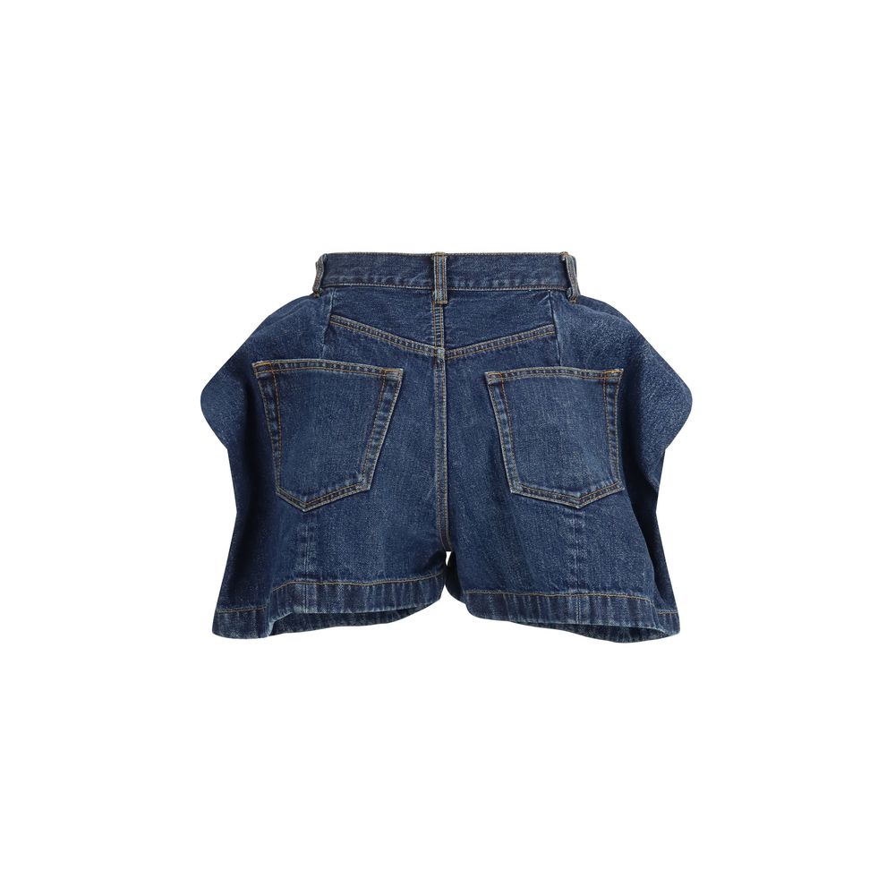 Blue Cotton Bermuda Shorts
