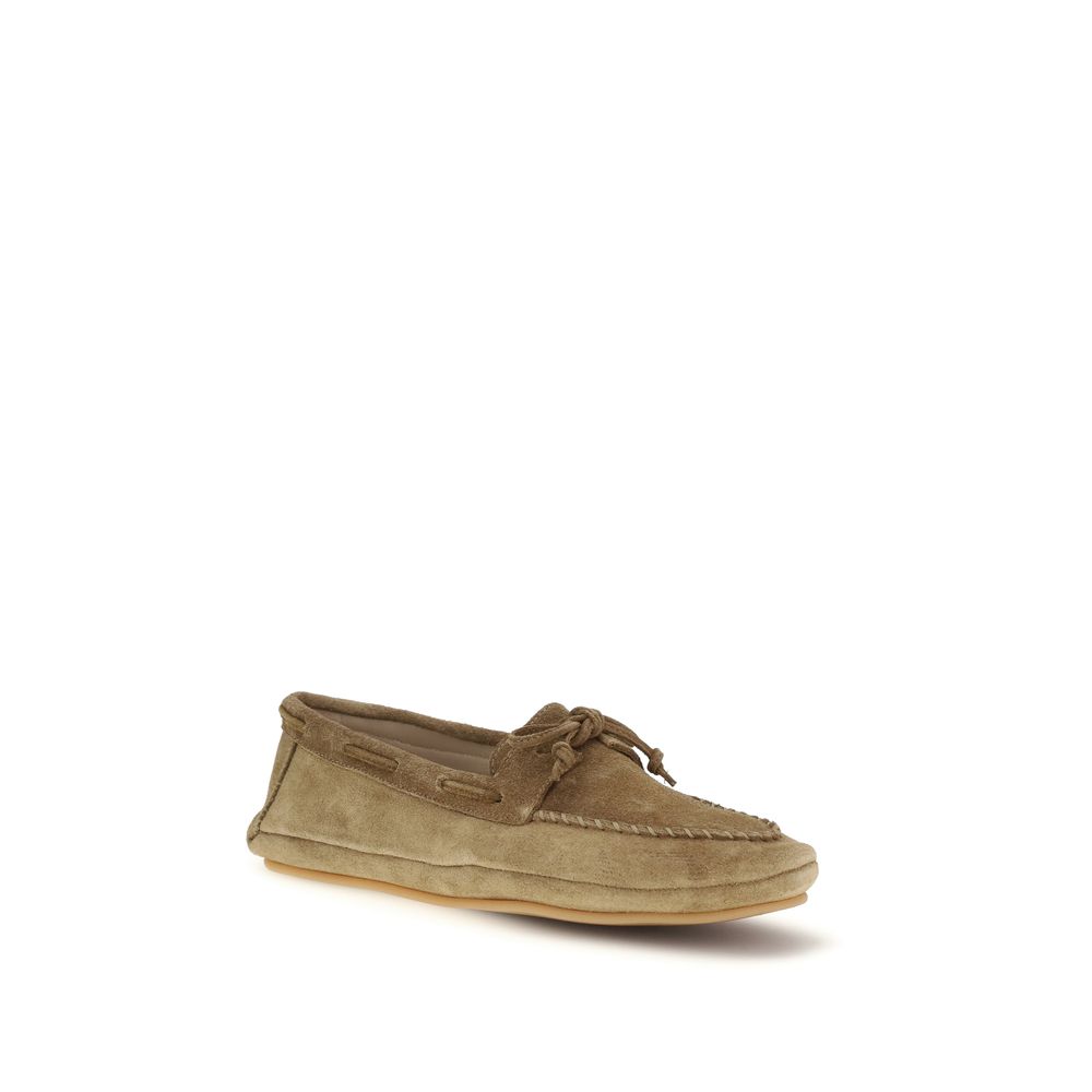 Beige Calf Leather Bos Taurus Slip-On Loafers