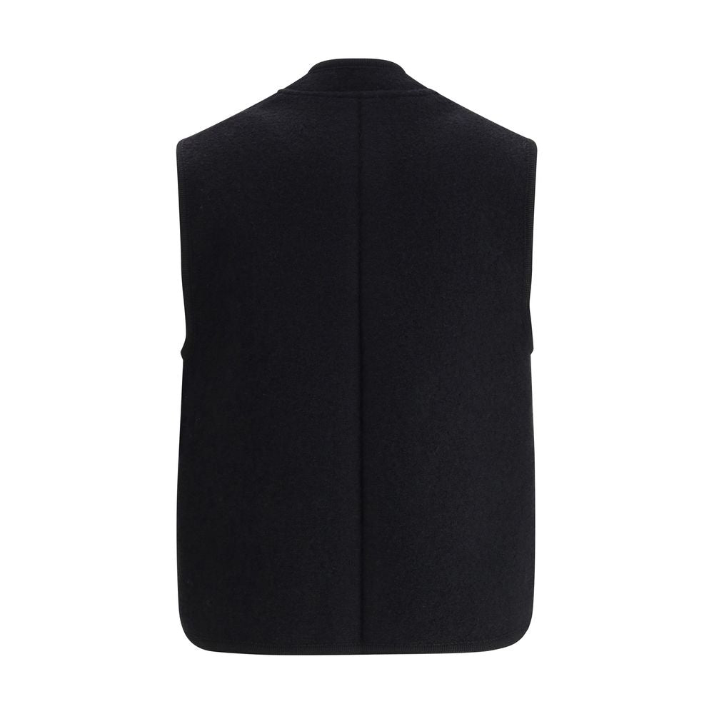 Black Fleece Wool Sleveless Jacket