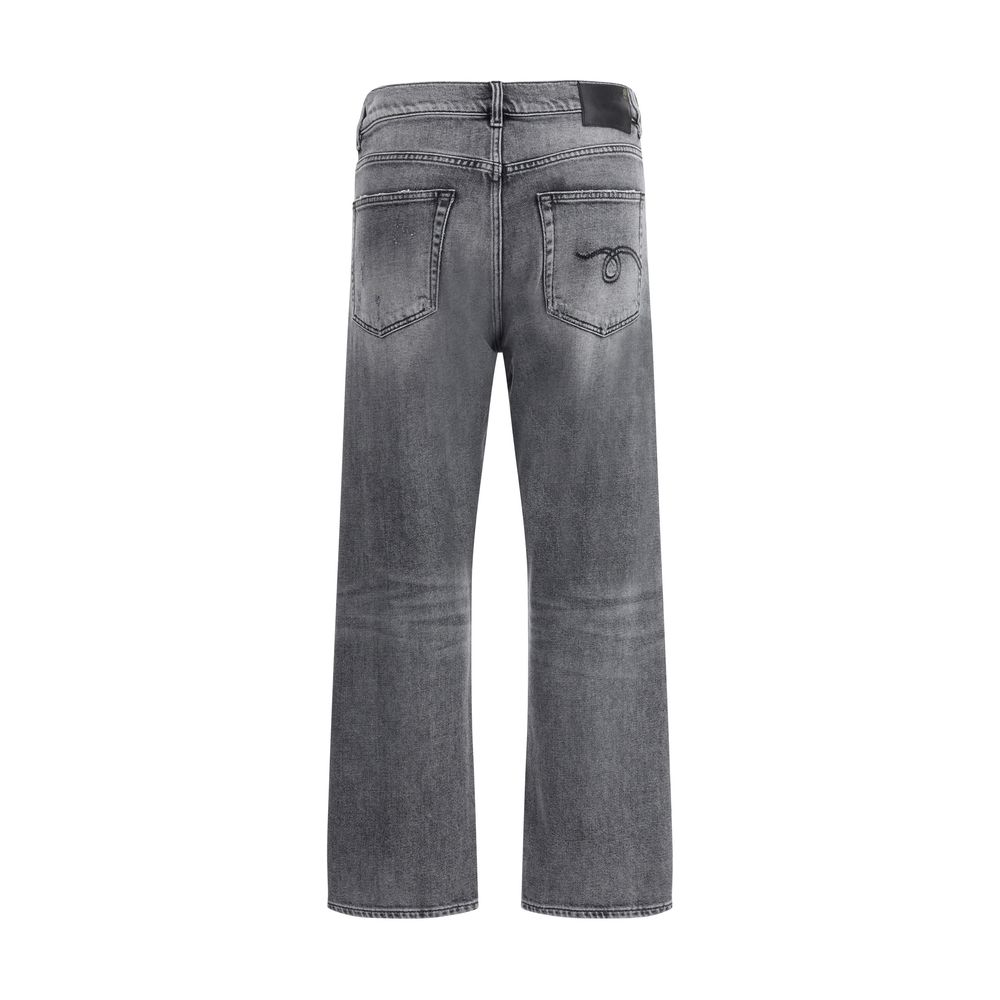 Gray Cotton Boyfriend Jeans