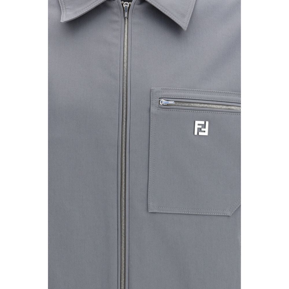 Gray Cotton Shell Jacket