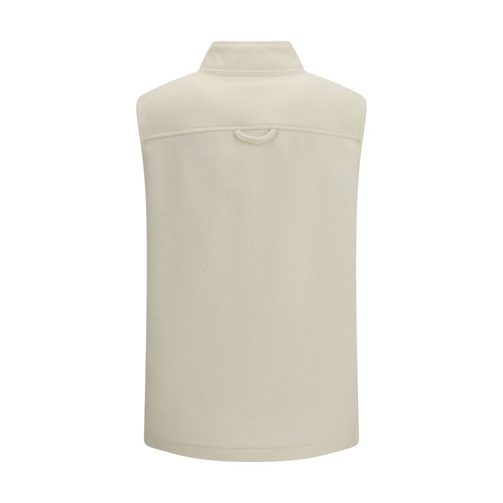 Beige Fleece Wool Sleveless Jacket