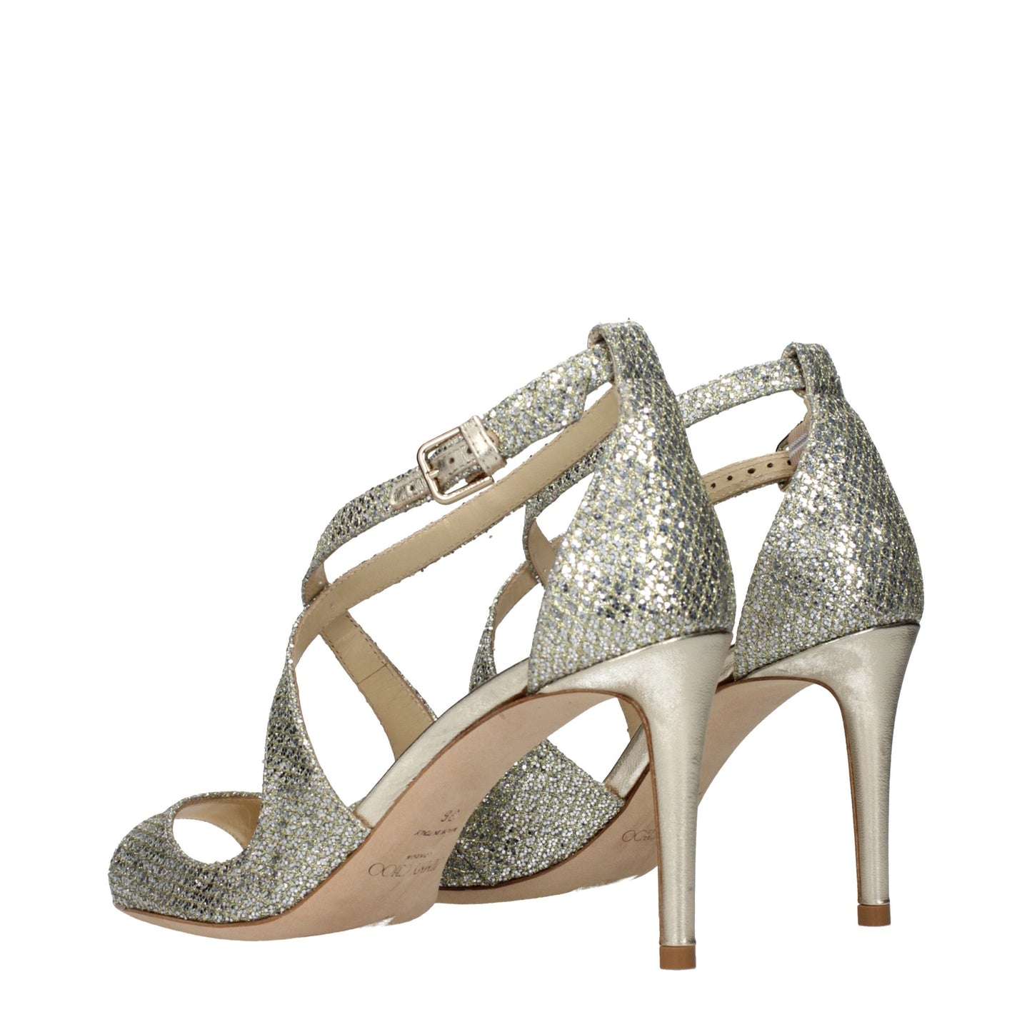 Gold Plastic Stiletto Heel Sandals