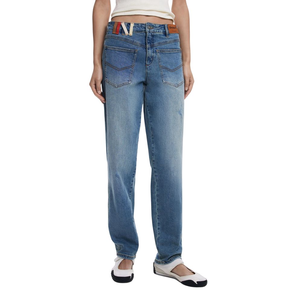 Blue Cotton Boyfriend Jeans