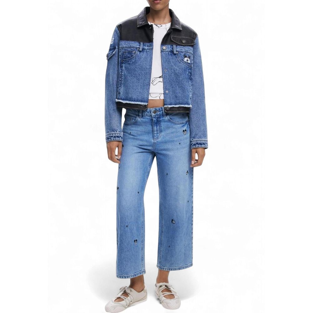 Blue Cotton Bootcut Jeans