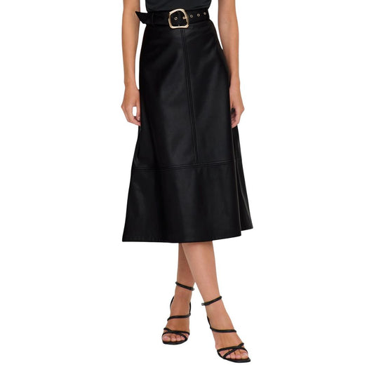 Black Polyester Long Skirt