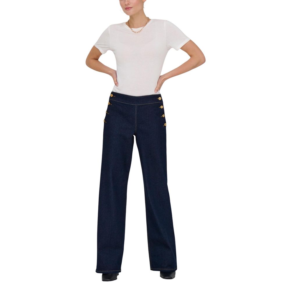 Blue Cotton Bootcut Jeans