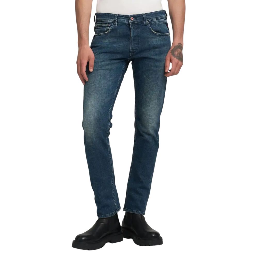 Blue Cotton Relaxed Fit Jeans