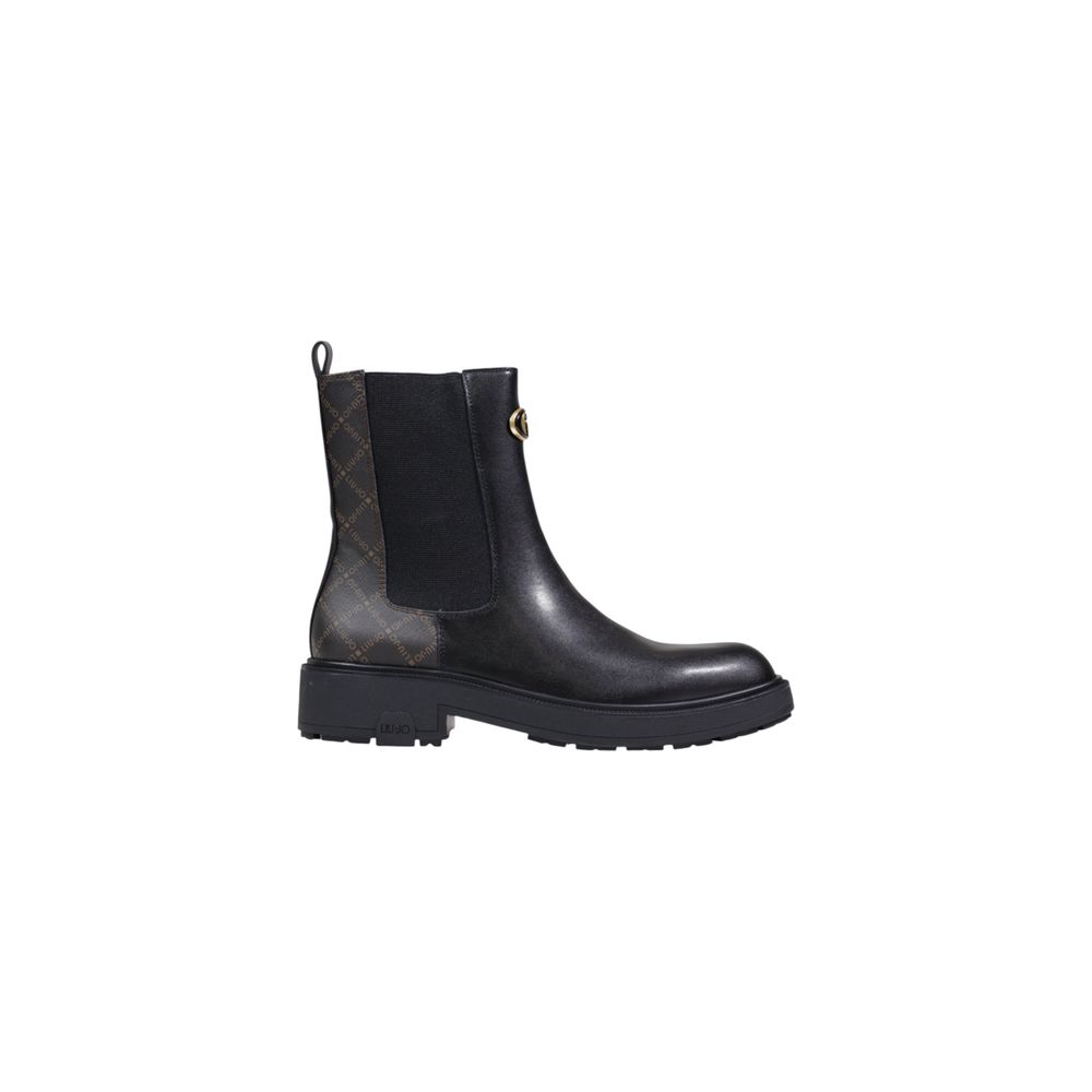 Bicolor Artificial Leather Ankle Boots