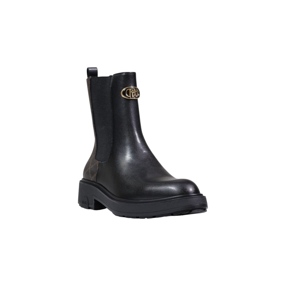 Bicolor Artificial Leather Ankle Boots
