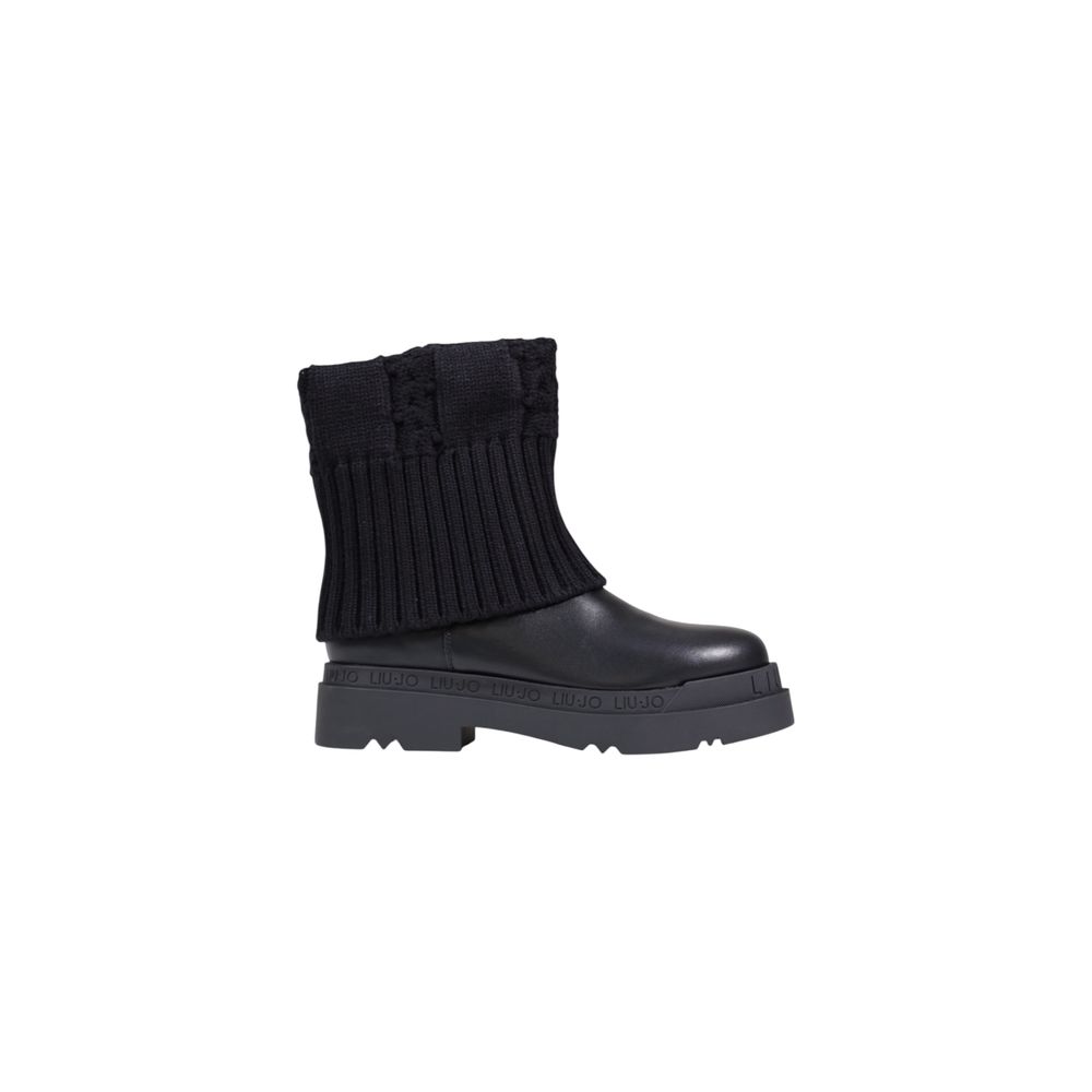 Black Artificial Leather Ankle Boots