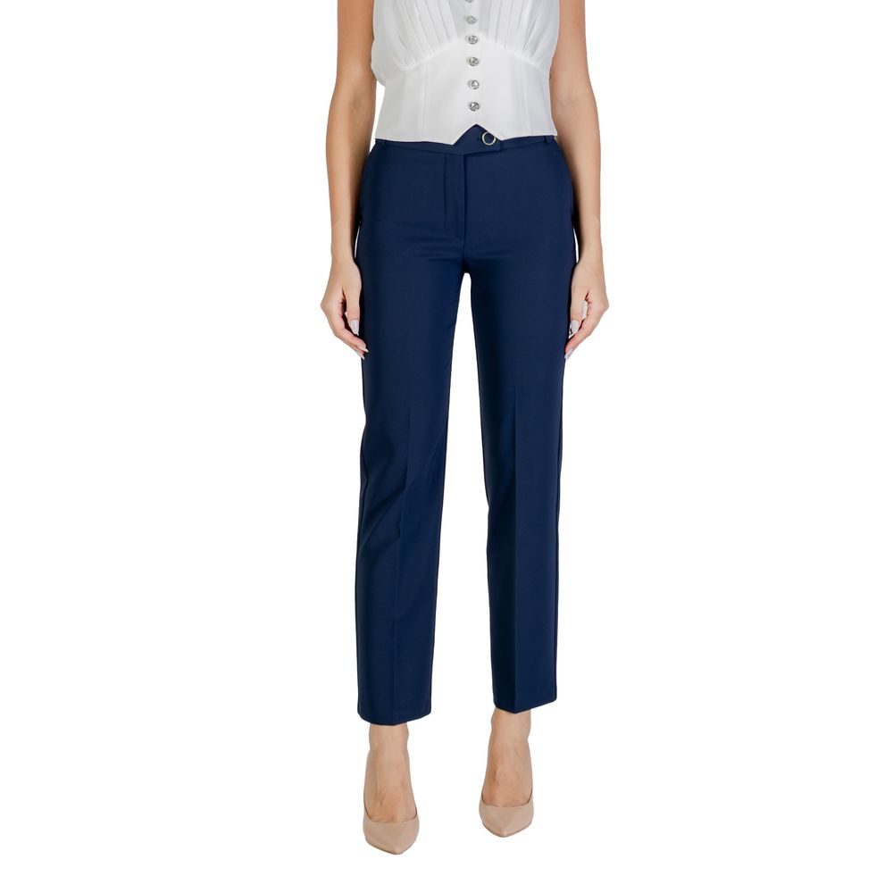 Blue Polyester Dress Pants