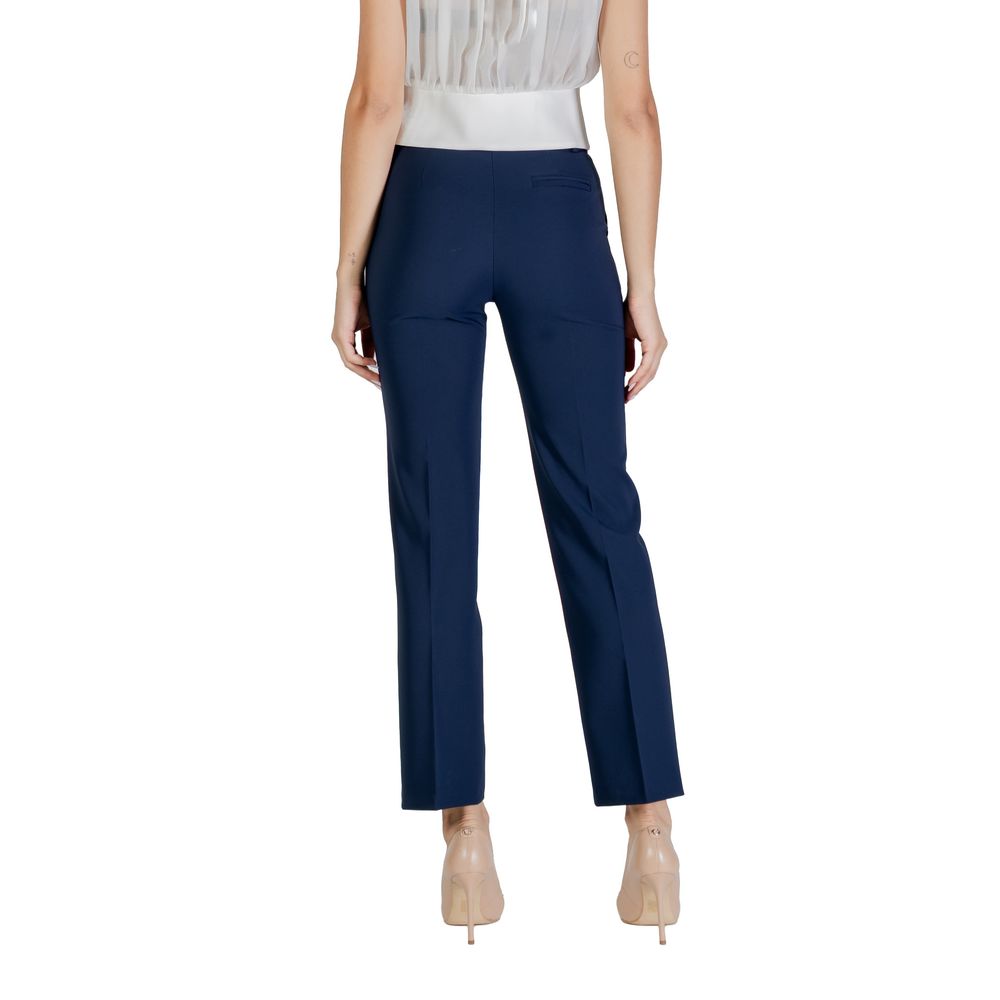 Blue Polyester Dress Pants
