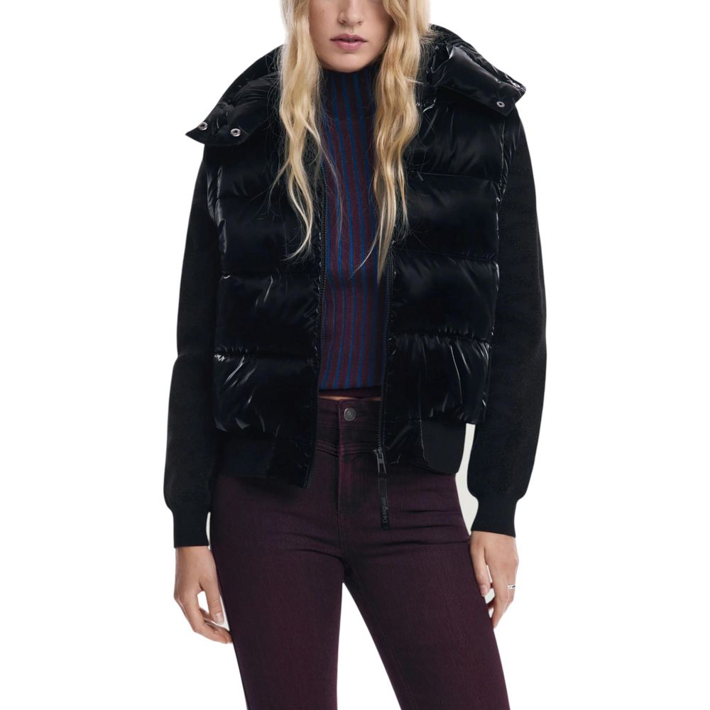 Black Polyester Full-Length Jacket
