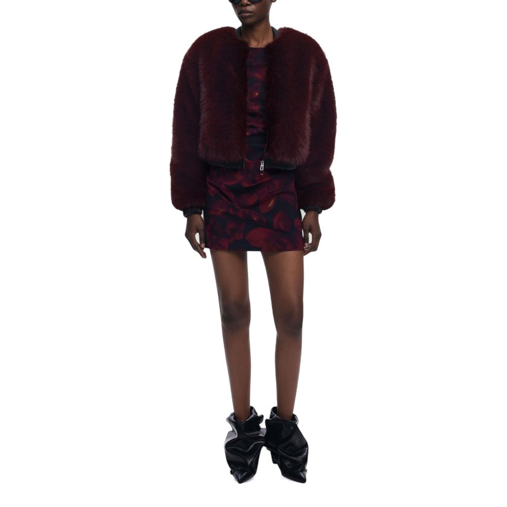 Bordeaux Polyester Jackets And Coat