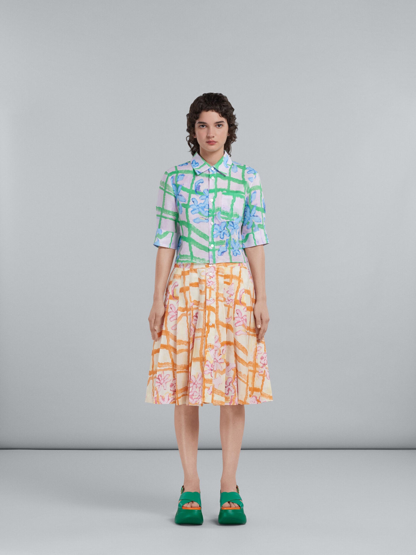 Yellow Fibres Midi Skirt