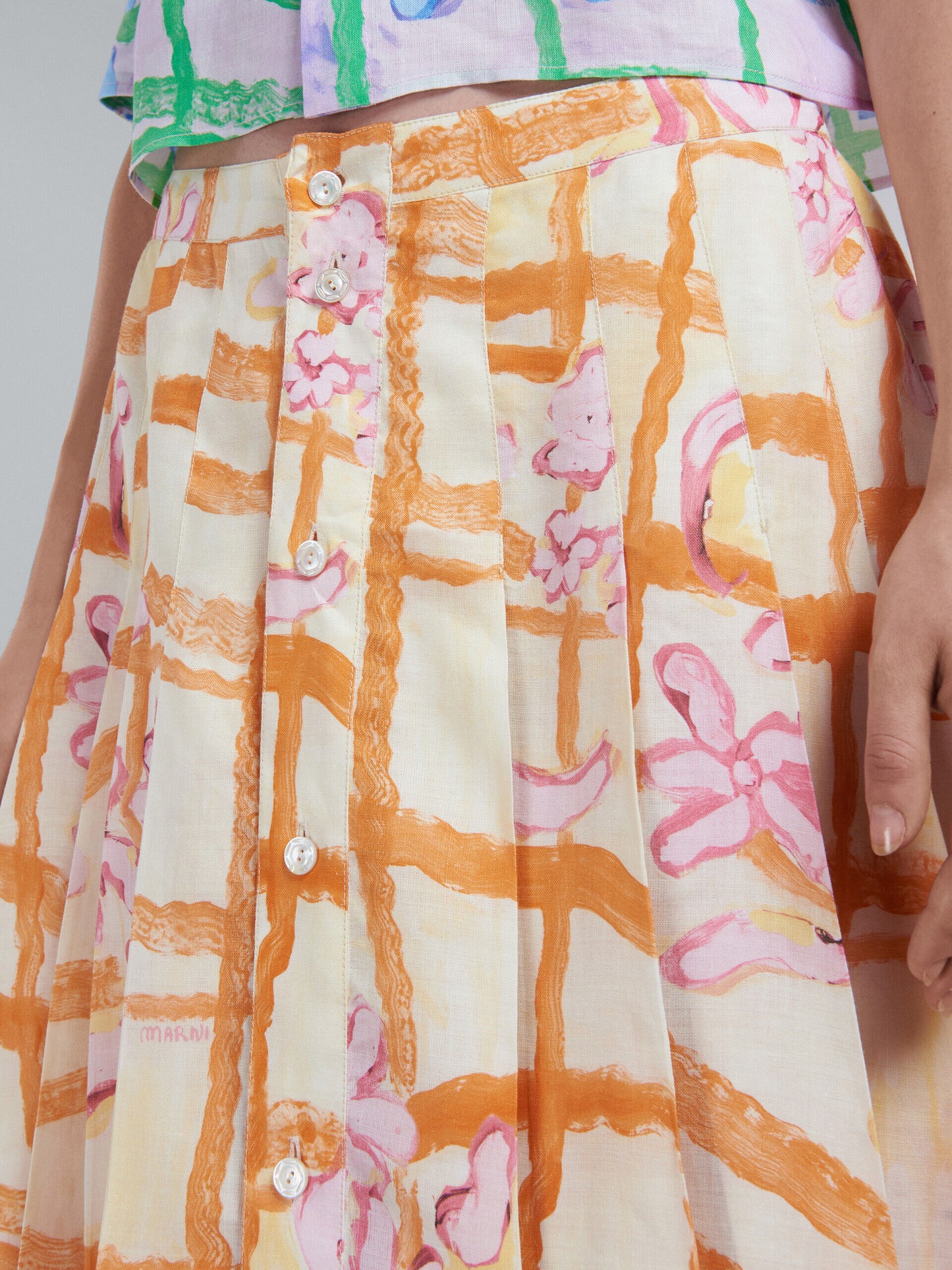 Yellow Fibres Midi Skirt