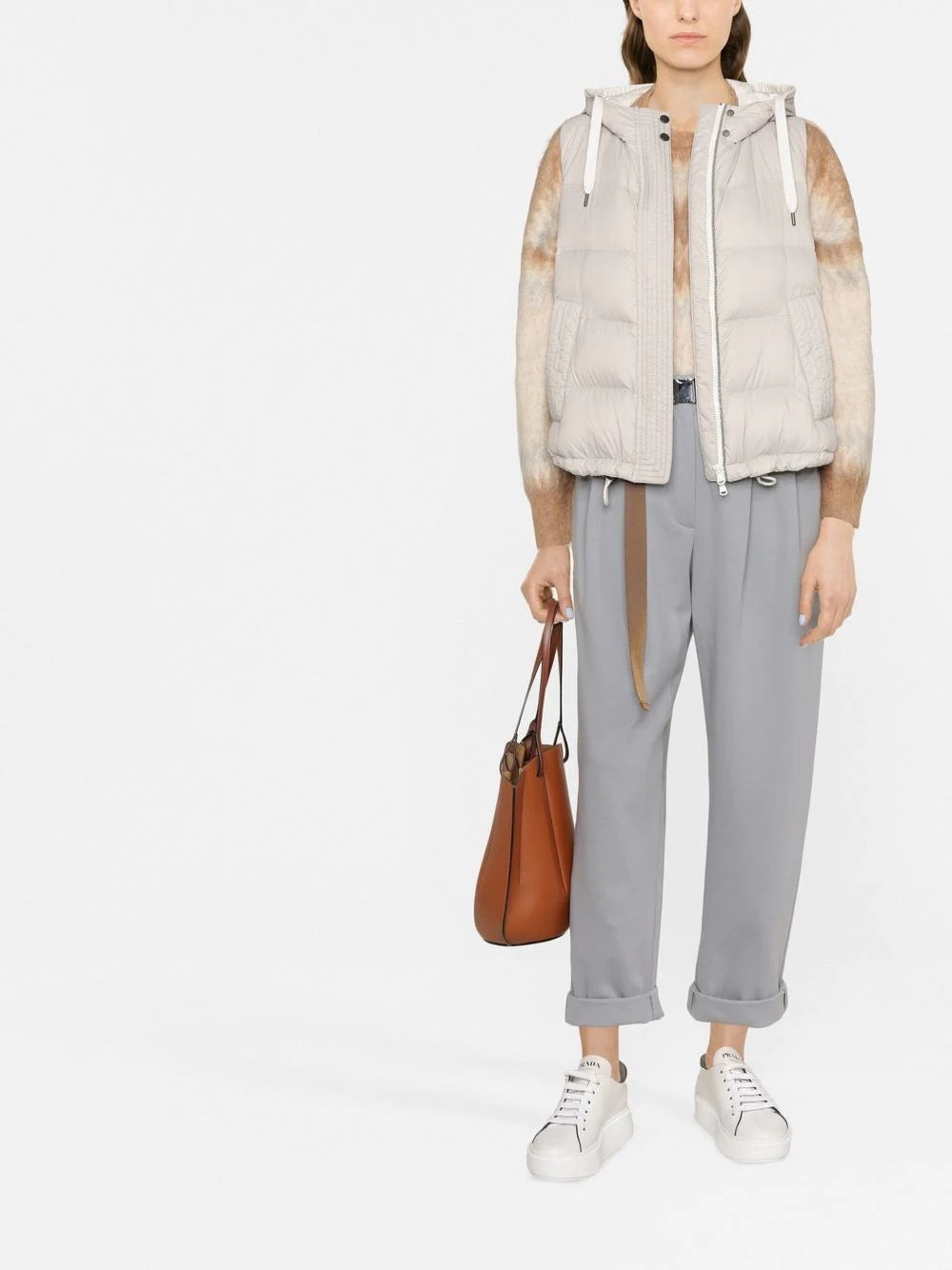 Gray Cotton Casual Pants