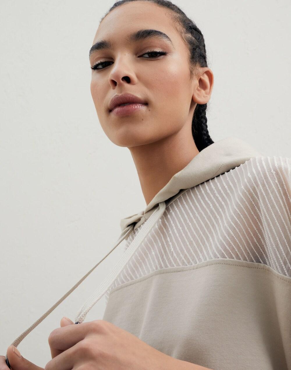 Beige Cotton Hoodie