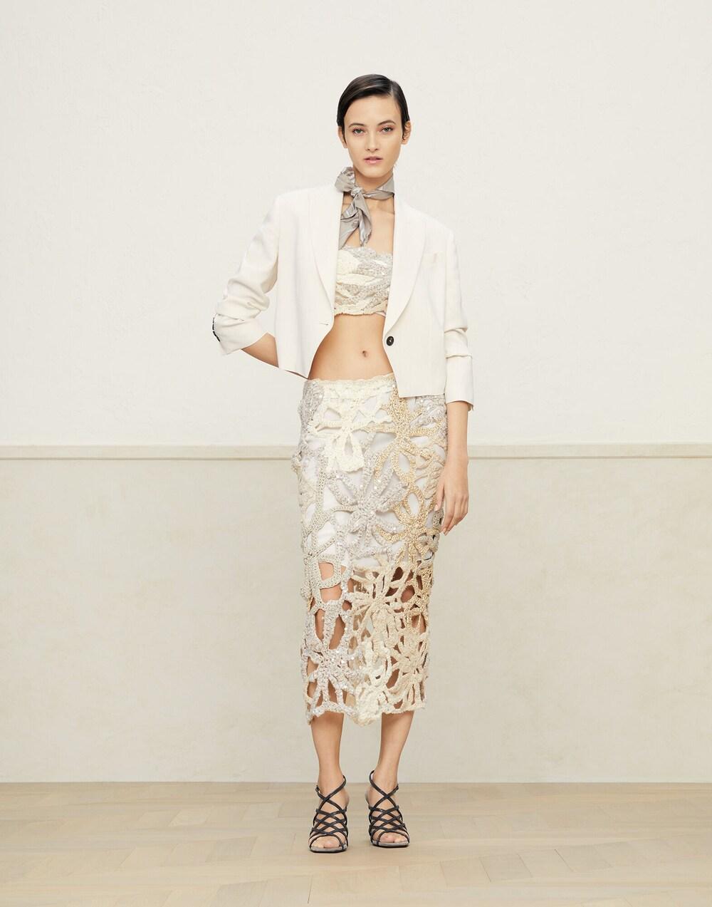Beige Linen Long Skirt