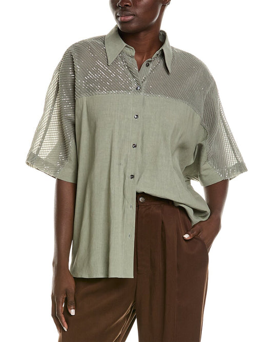 Green Linen Shortsleeve Shirt