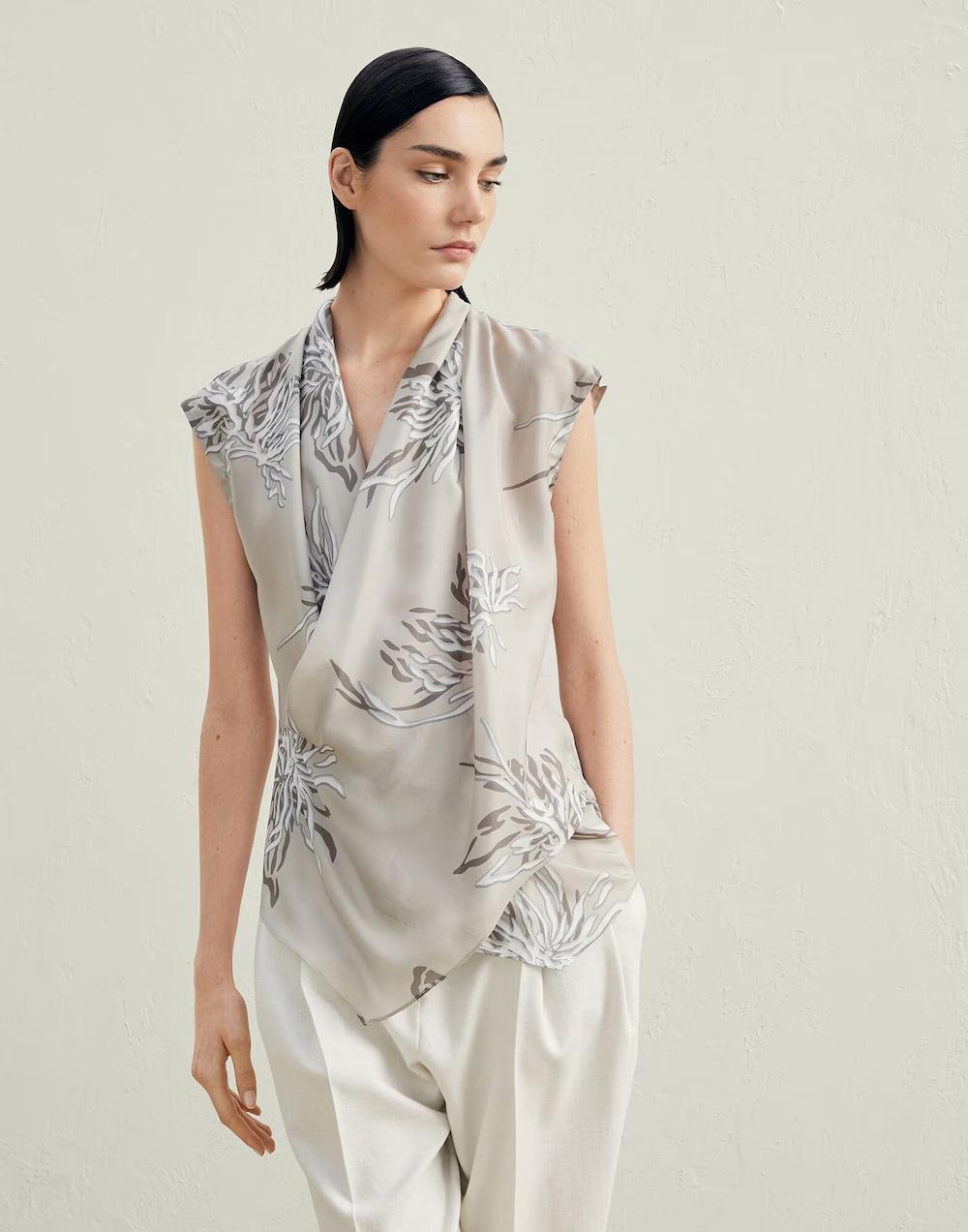 Bicolor Silk Blouse