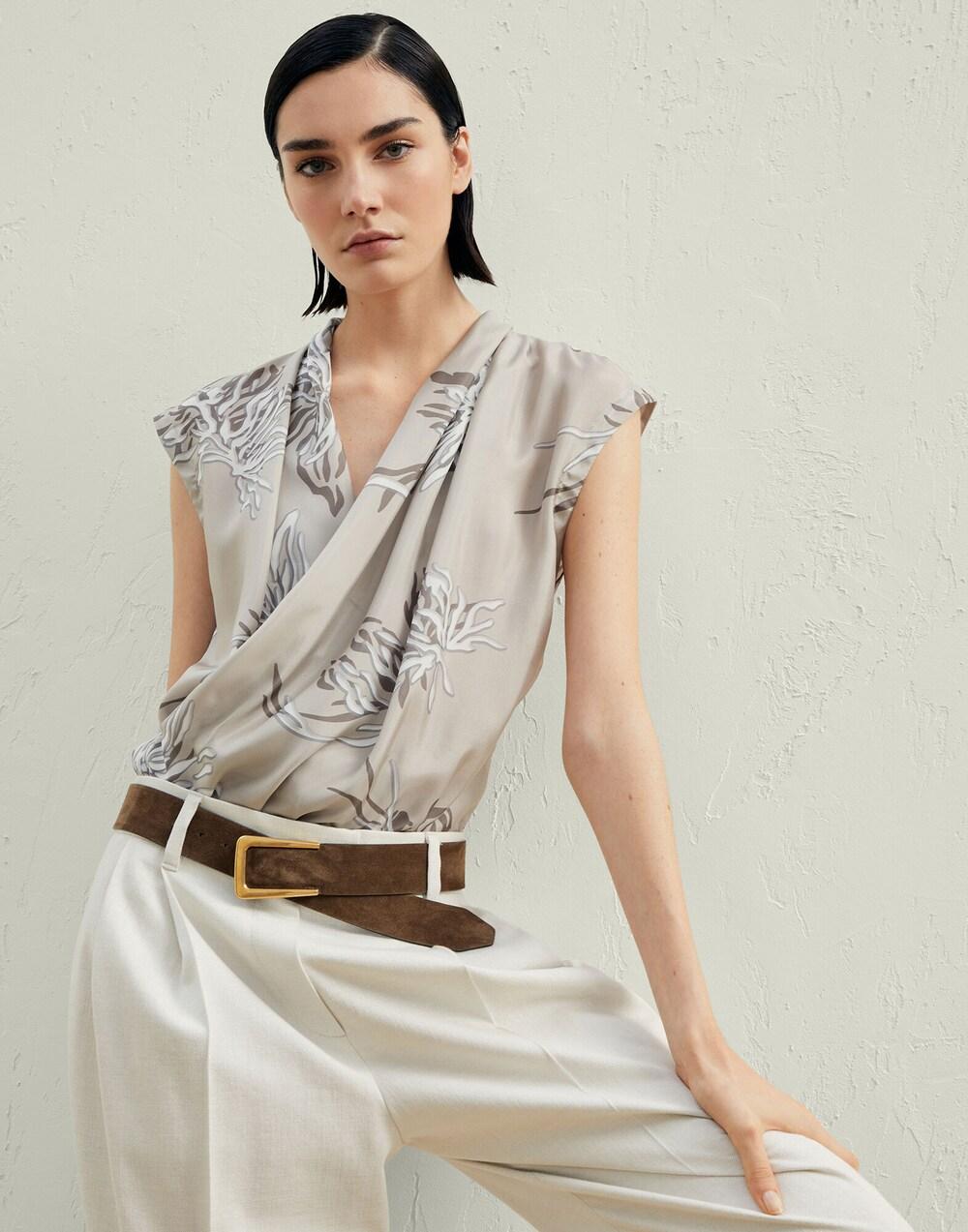 Bicolor Silk Blouse