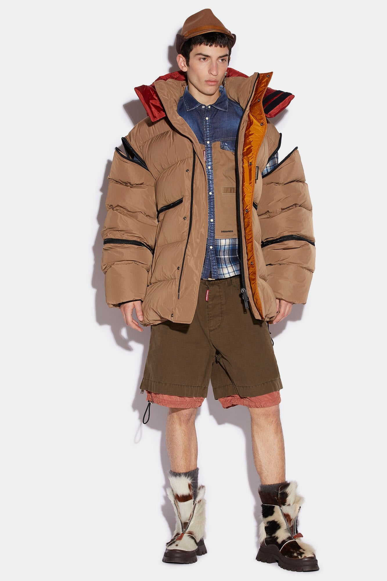 Brown Fibres Full-Length Jacket