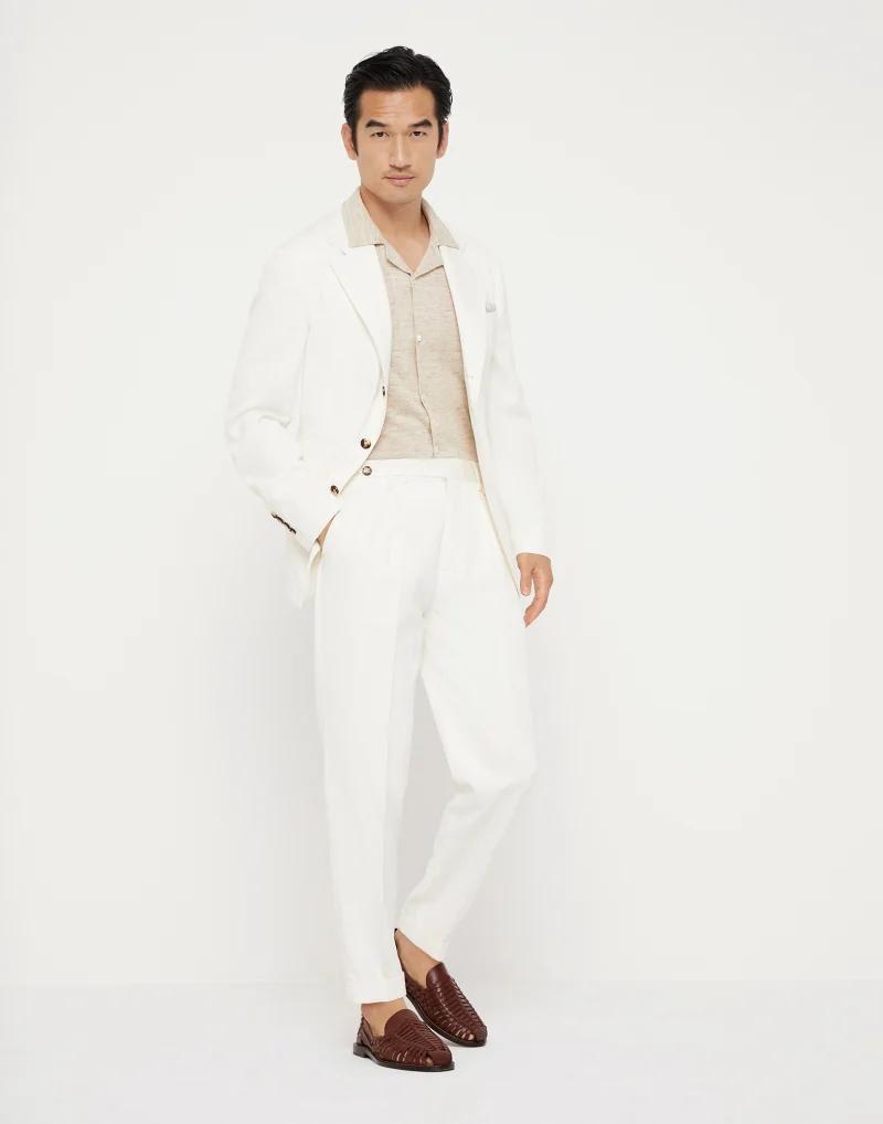 White Silk Two-Piece Suit