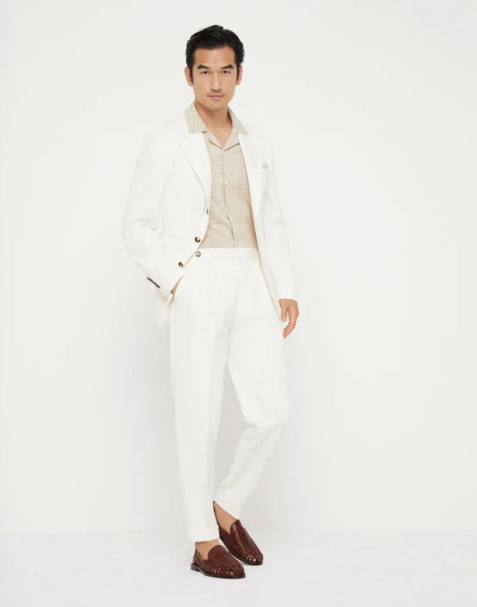 White Silk Two-Piece Suit