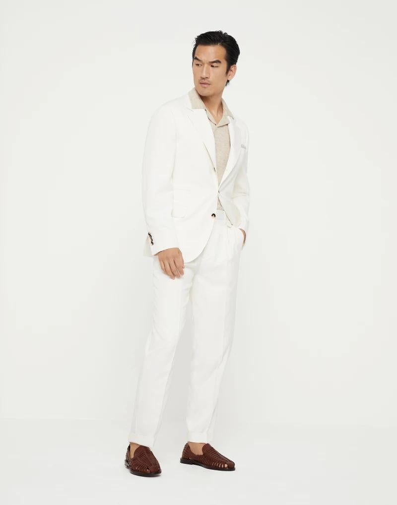 White Silk Two-Piece Suit