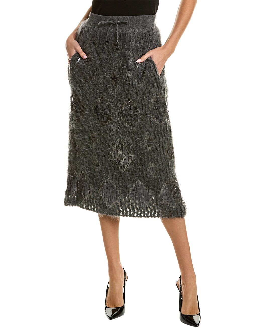 Bicolor Fabric Midi Skirt