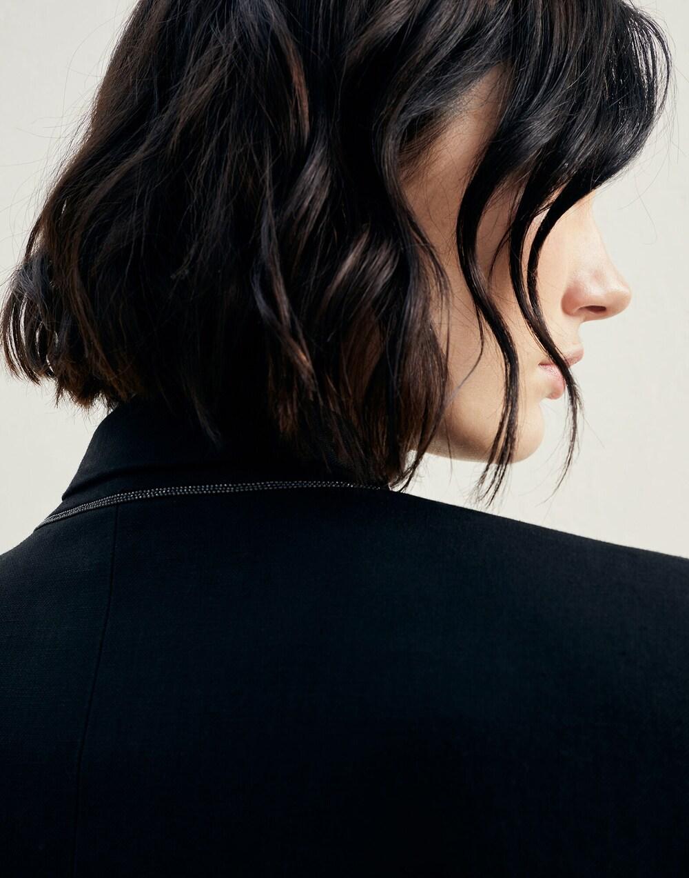 Black Viscose Jackets And Coat