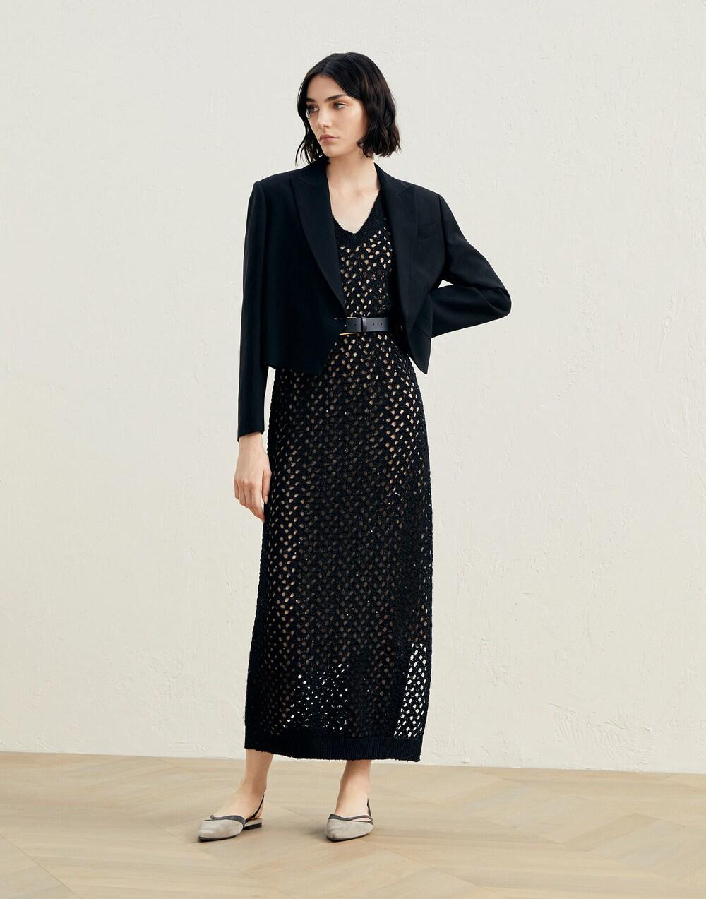 Black Viscose Jackets And Coat