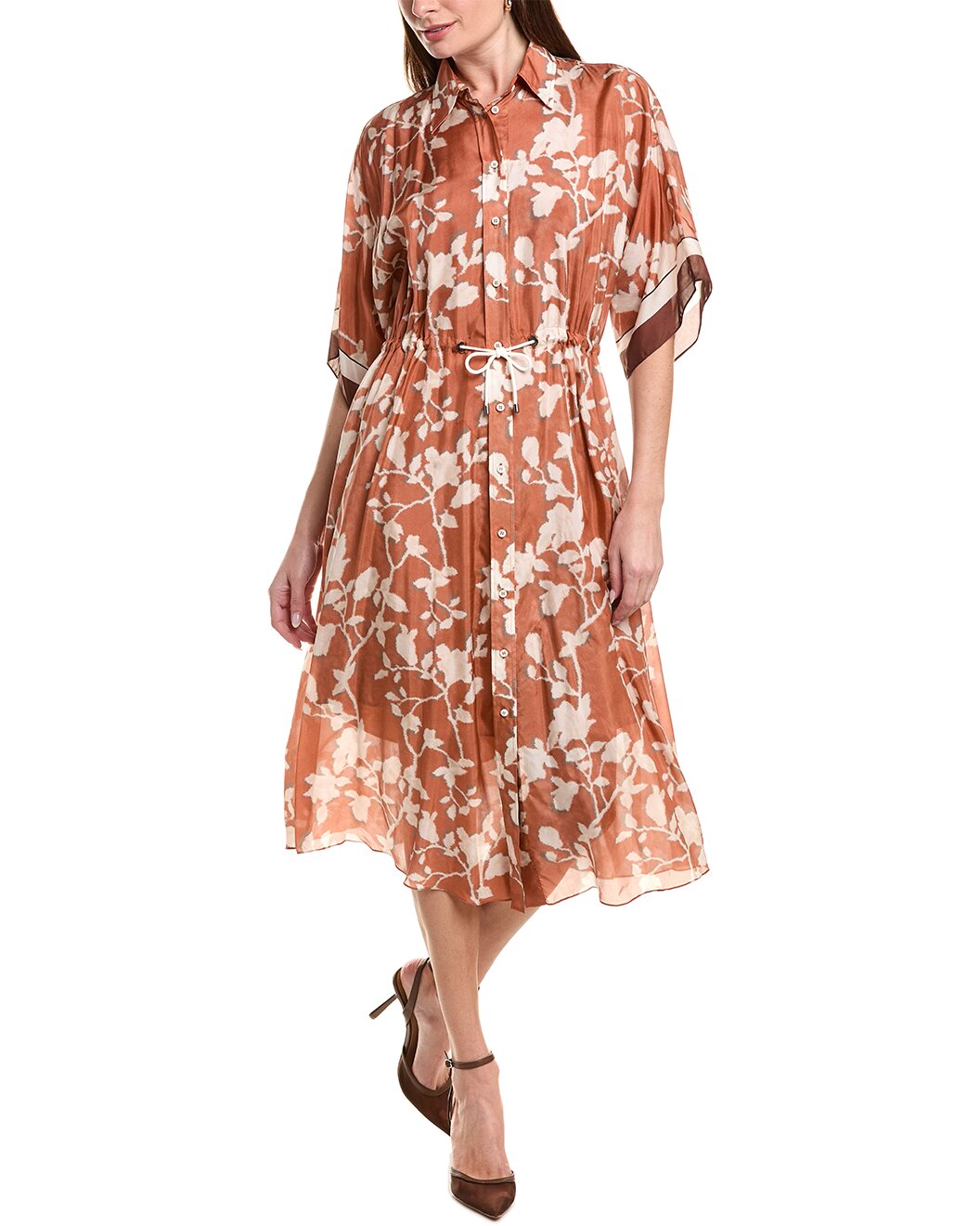 Orange Silk Casual Dress