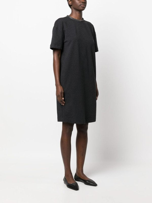 Gray Cotton Casual Dress